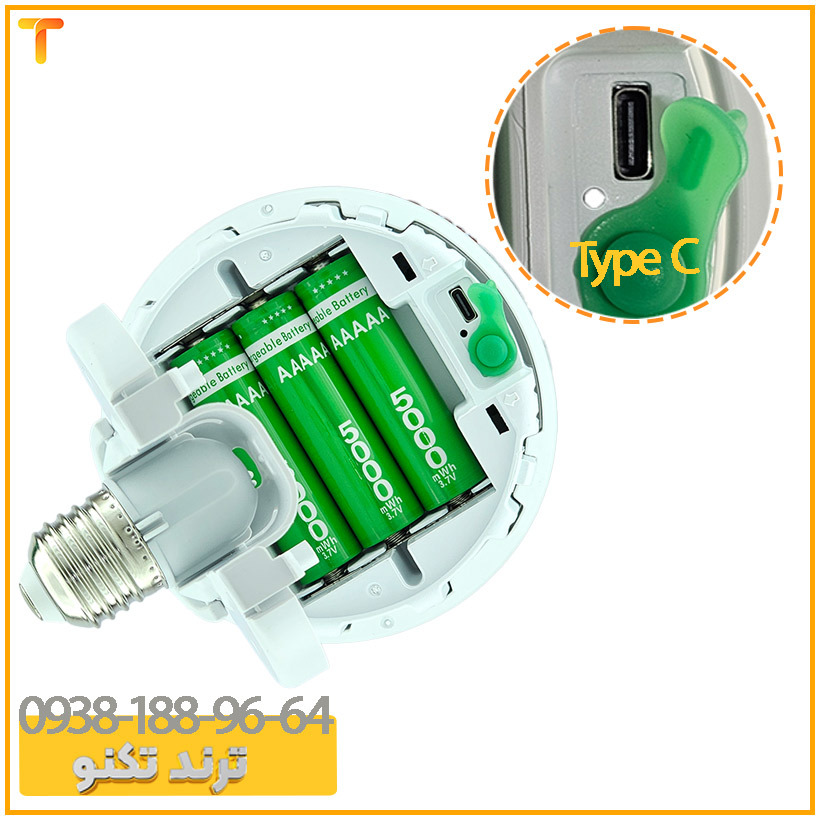  لامپ کمپینگ آویز دار دلنوم LED | چراغ شارژی ال ای دی 40 وات دلنوم 15000mWh 